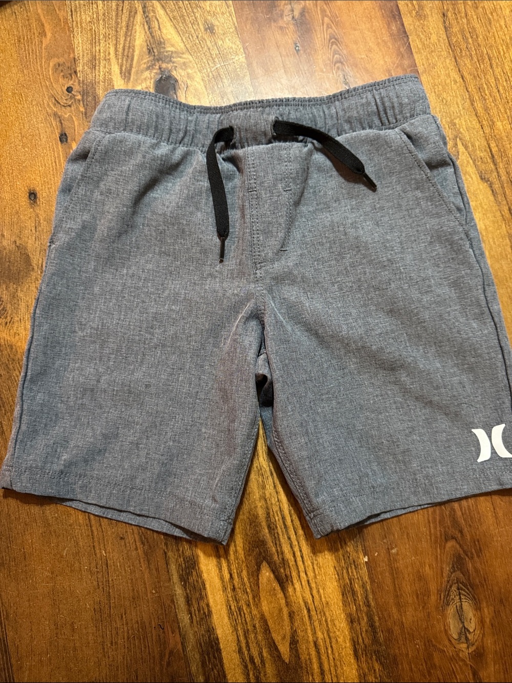 Hurley Boys Gray Elastic-Waist Shorts with Drawstring